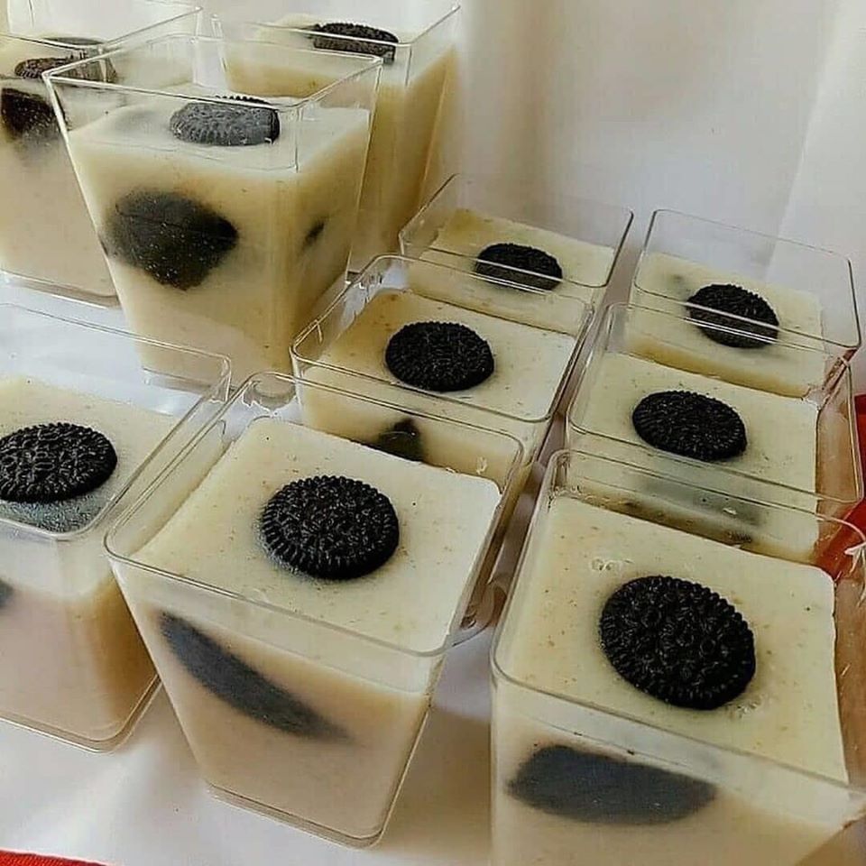 Puding Roti Coklat Putih Oreo⁣